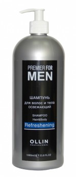 Ollin Professional Premier For Men Shampoo Hair&amp;Body Refreshening 1000 мл Шампунь для волос и тела освежающий
