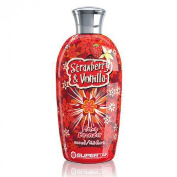 SuperTan Strawberry &amp; Vanilla 200 мл Бронзирующий ускоритель загара с сафлоровым маслом и экстрактом конопли (Клубника и ваниль)