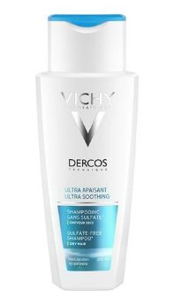Vichy Dercos Ultra Soothing Shampoo For Dry Hair 200 мл Успокаивающий шампунь-уход без сульфатов для чувствительной кожи головы и сухих волос