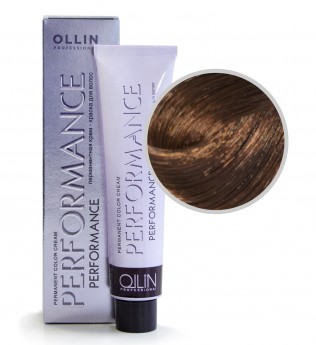 Ollin Professional Performance Permanent Color Cream 6-7 60 мл Перманентная крем-краска для волос с экстрактом лекарственных растений и протеинами шёлка (цвет темно-русый коричневый)