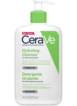 CeraVe Hydrating Cleanser For Normal To Dry Skin 473 мл Увлажняющий очищающий крем-гель для нормальной и сухой кожи лица и тела