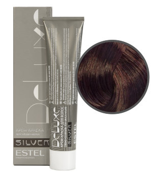 Estel Professional De Luxe Silver Color Cream 5/56 Стойкая крем-краска для волос для закрашивания седины (Светлый шатен красно-фиолетовый)