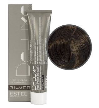 Estel Professional De Luxe Silver Color Cream 5/7 Стойкая крем-краска для волос для закрашивания седины (Светлый шатен коричневый)