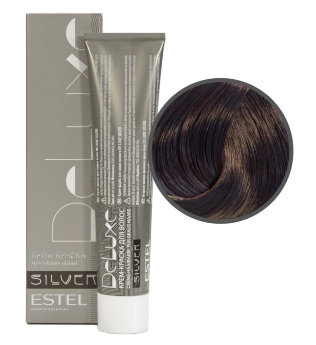 Estel Professional De Luxe Silver Color Cream 5/76 Стойкая крем-краска для волос для закрашивания седины (Светлый шатен коричнево-фиолетовый)