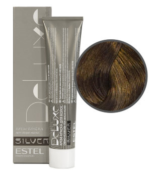 Estel Professional De Luxe Silver Color Cream 6/37 Стойкая крем-краска для волос для закрашивания седины (Темно-русый золотисто-коричневый)