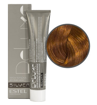 Estel Professional De Luxe Silver Color Cream 7/4 Стойкая крем-краска для волос для закрашивания седины (Русый медный)