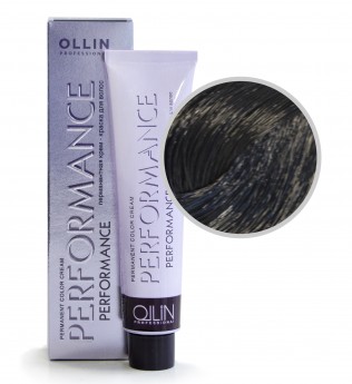 Ollin Professional Performance Permanent Color Cream 1-0 60 мл Перманентная крем-краска для волос с экстрактом лекарственных растений и протеинами шёлка (цвет иссиня-черный)