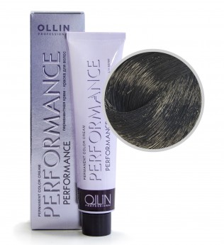 Ollin Professional Performance Permanent Color Cream 2-0 60 мл Перманентная крем-краска для волос с экстрактом лекарственных растений и протеинами шёлка (цвет черный)
